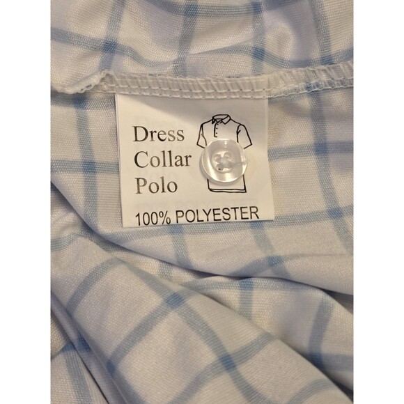 NWOT Collars & Co Mens M Dress Collar Polo Shirt Blue Grid Check Windowpane - Picture 6 of 7
